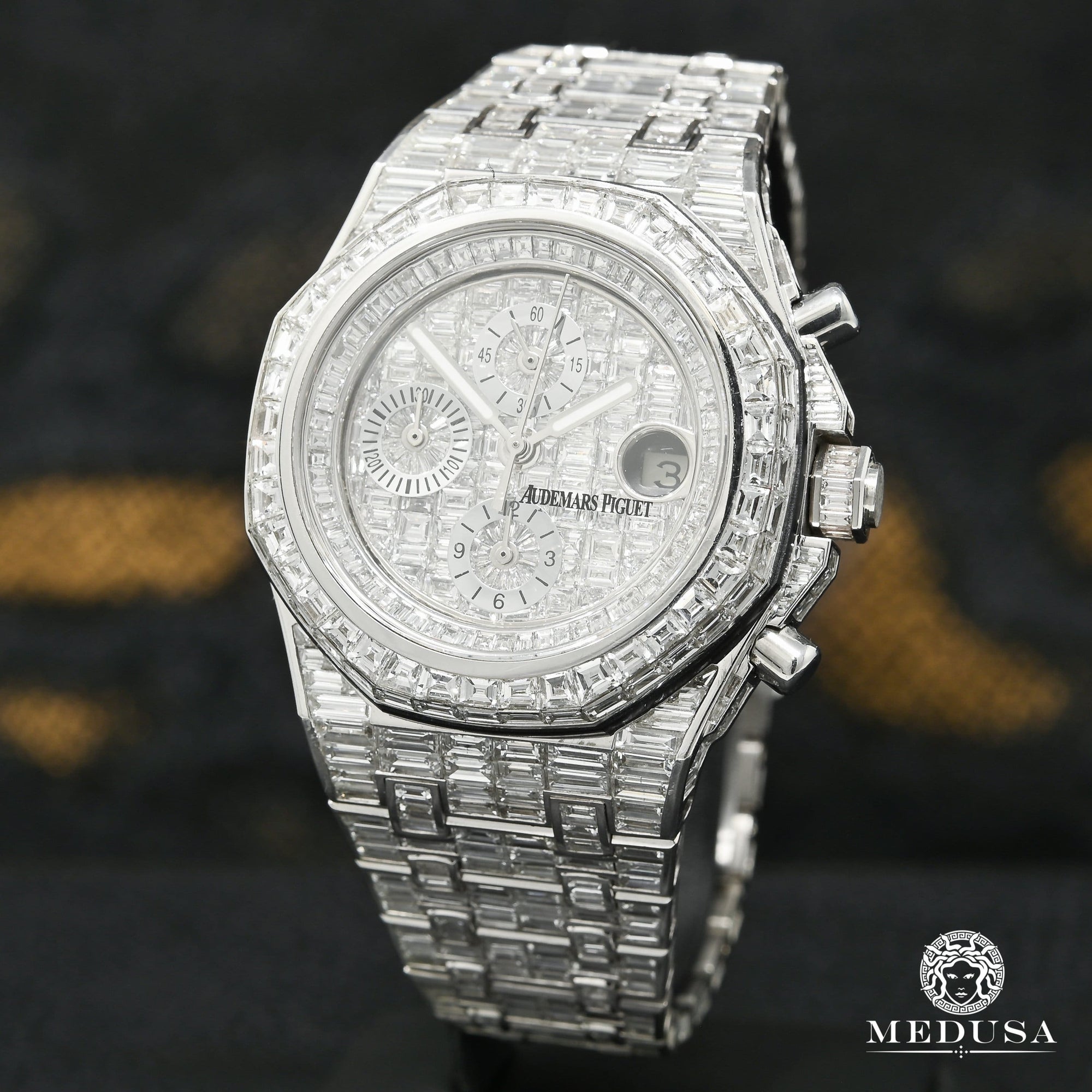 Montre Audemars Piguet | Montre Homme 42mm Audemars Piguet Offshore - Full Iced Emerald Cut Or Blanc