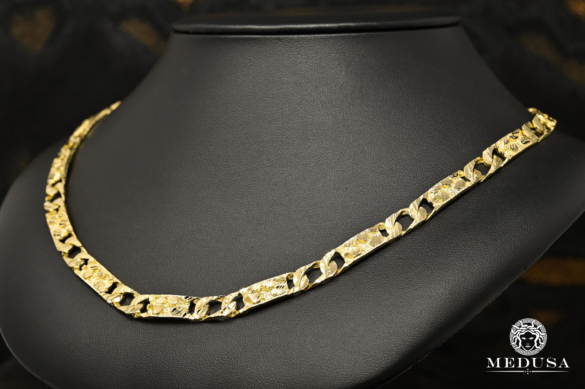 10K Gold Chain | Curb Chain 8mm Meshy M-Nugget