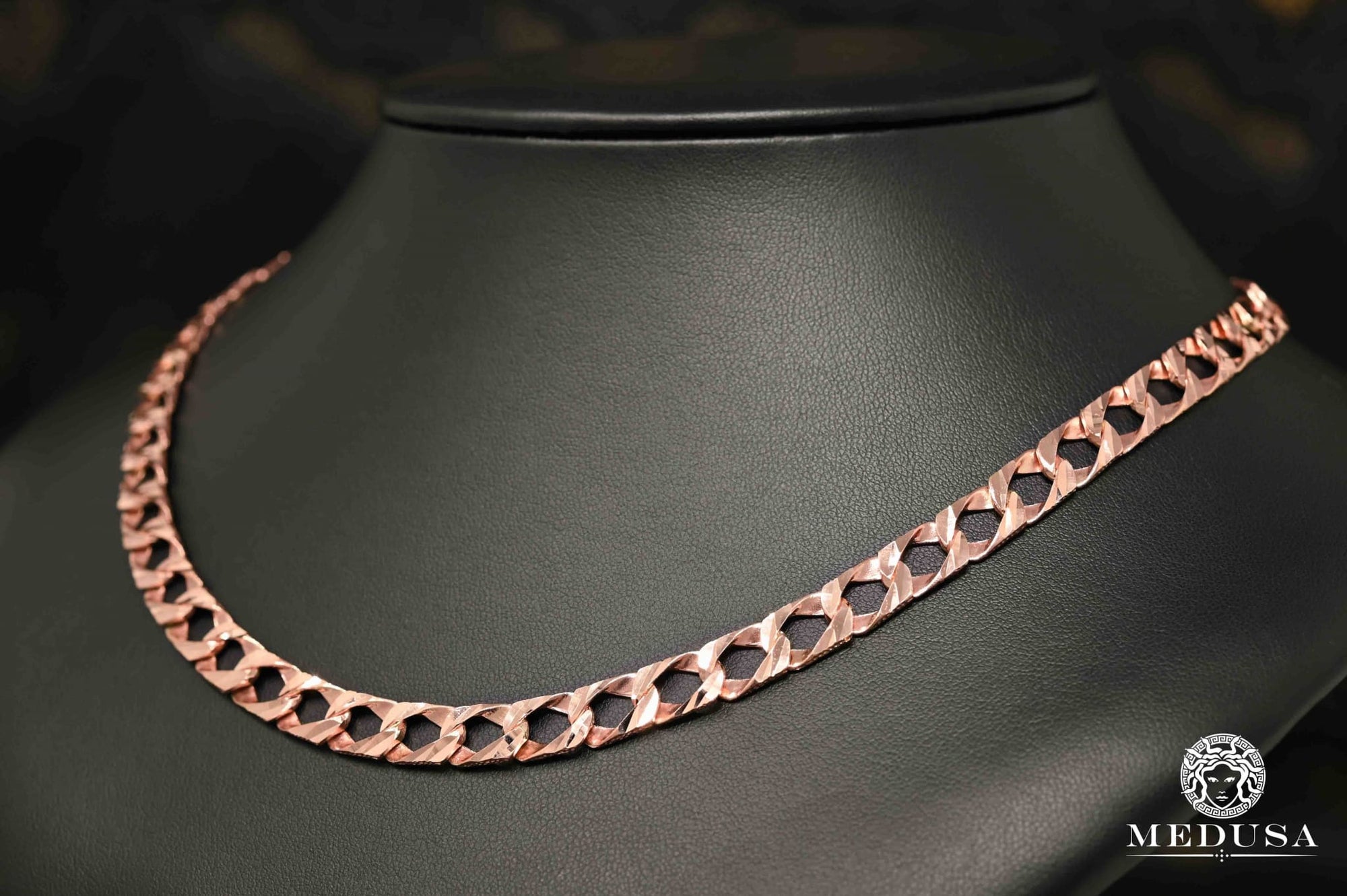 10K Gold Chain | Curb Chain 8mm Meshy M150 Rose Gold