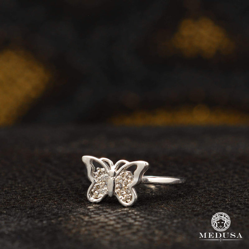 Bague en Or 10K | Bague Femme Butterfly F1 Or Blanc