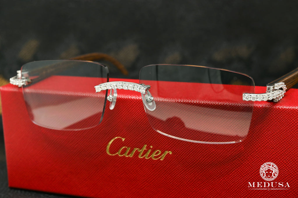 Lunette Cartier Cartier Signature C Silver Wood Big Rock Lunette Homme Bijoux Medusa