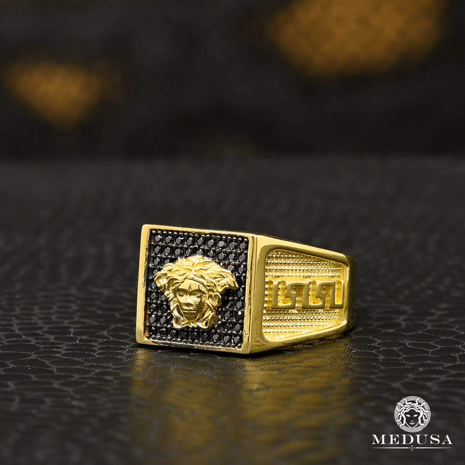 10K Gold Ring | Glam Men's Ring H34 Yellow Gold