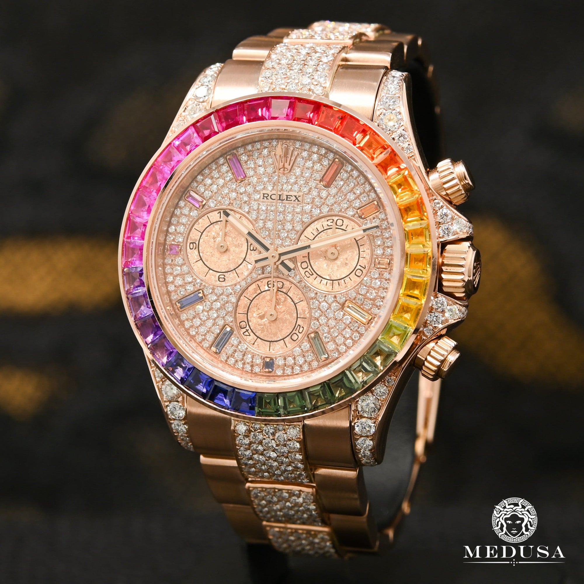 Rolex watch | Rolex Cosmograph Daytona 40mm Men's Watch - Rainbow Iced Rose Gold