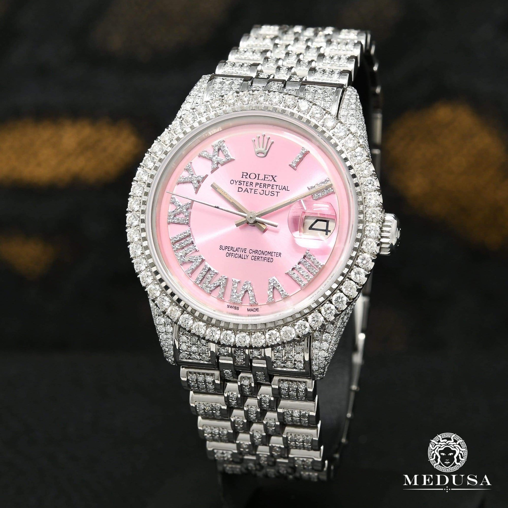 Rolex watch | Rolex Datejust 36mm Men's Watch - Pink Iced Out Stainless