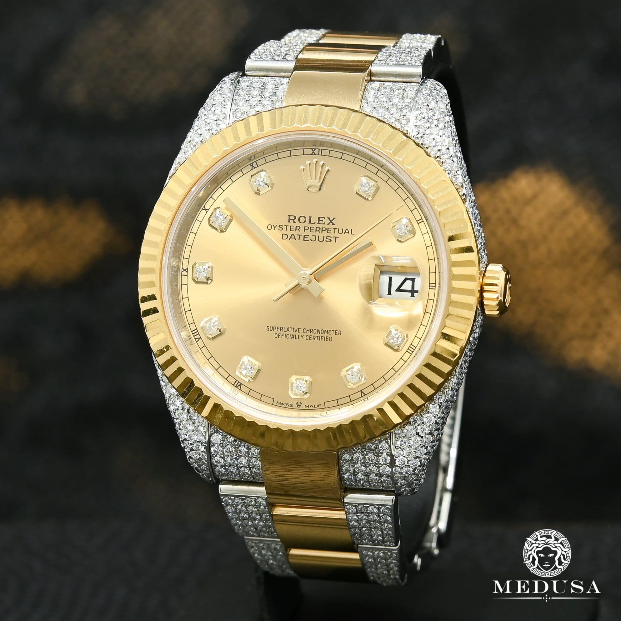 Montre Rolex | Montre Homme Rolex Datejust 41mm - Champagne Fluted Iced Or 2 Tons