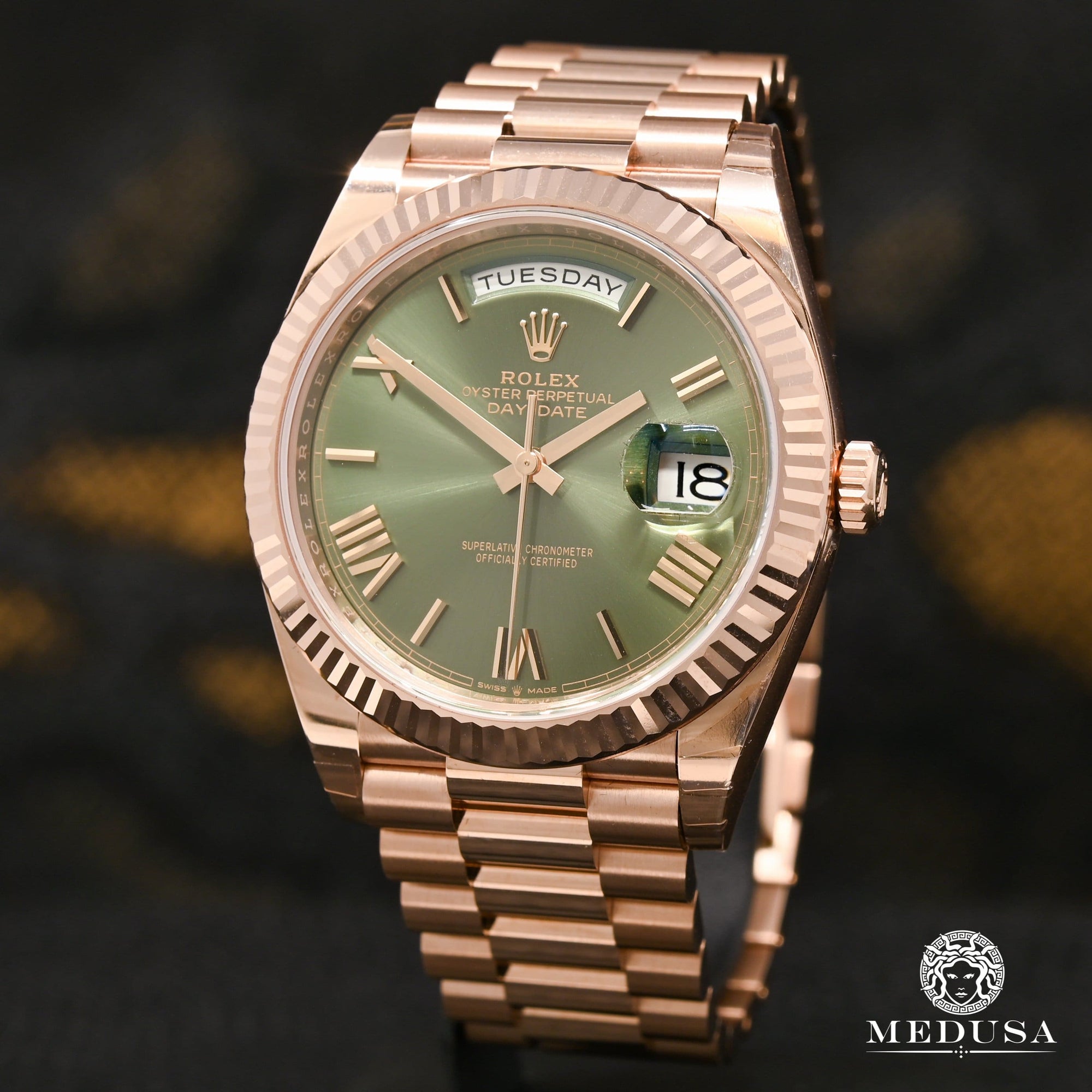 Rolex watch | Rolex President Day-Date Men's Watch 40mm - Olive Rose Gold Rose Gold