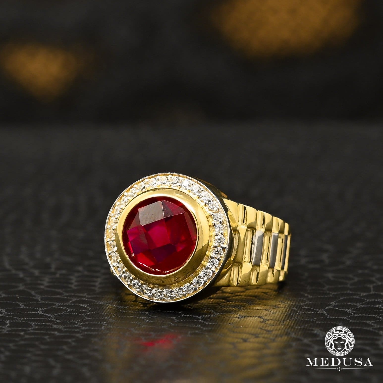 10K Gold Ring | Men's Ring Stone H10 Yellow Gold / Ruby